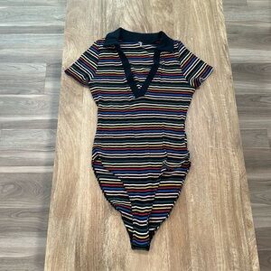 Out from under striped polo bodysuit